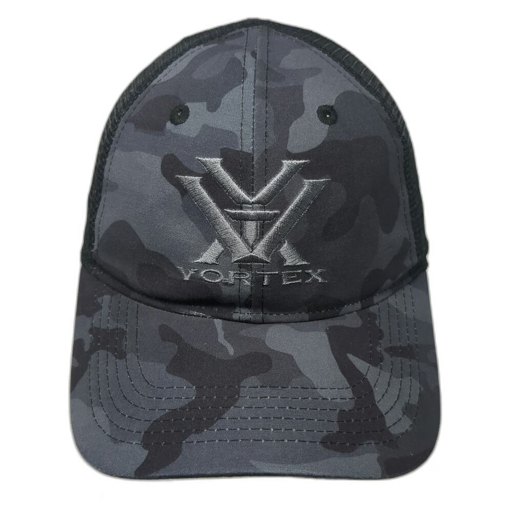 Vortex Trucker Hat Black Camo One Size Mesh Snapback Embroidered Logo Outdoor